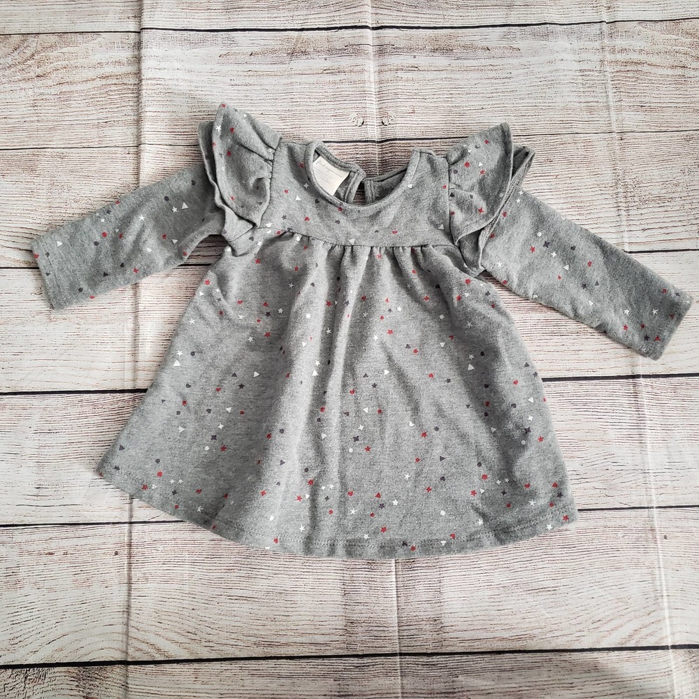 ❤️FIRST IMPRESSIONS girls gray ruffled polka dot top 6-9M